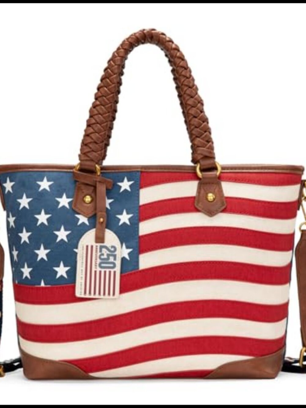 Montana West American Flag Tote Bag Braided Handles Woven Strap